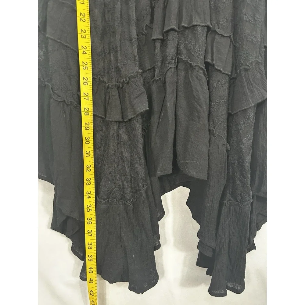 Natural Life Asymmetrical Lace Midi Skirt Size L Boho Black Fairy Grunge Witchy